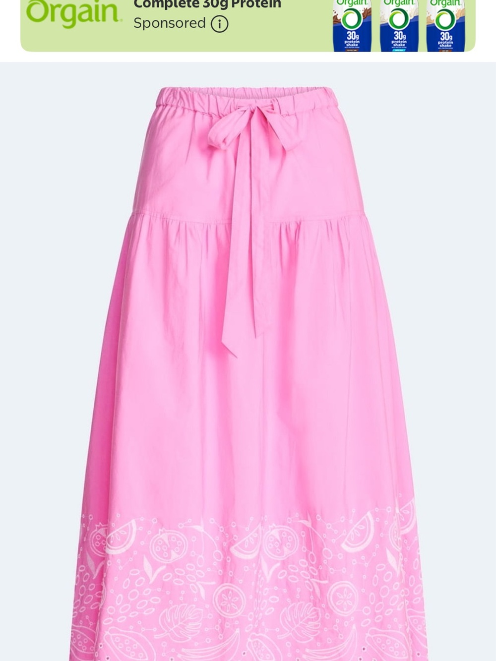Plus-Size FreeAssemblyPink Tie-Waist Maxi Skirt with Border